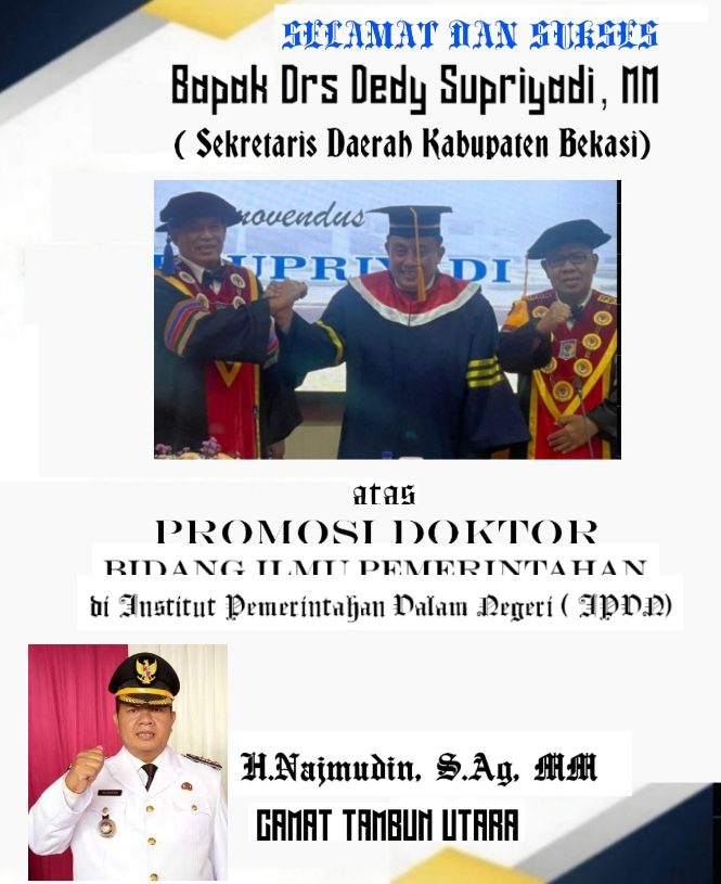 Camat Tambun Utara Ucapkan Selamat Kepada Sekda Kabupaten Bekasi