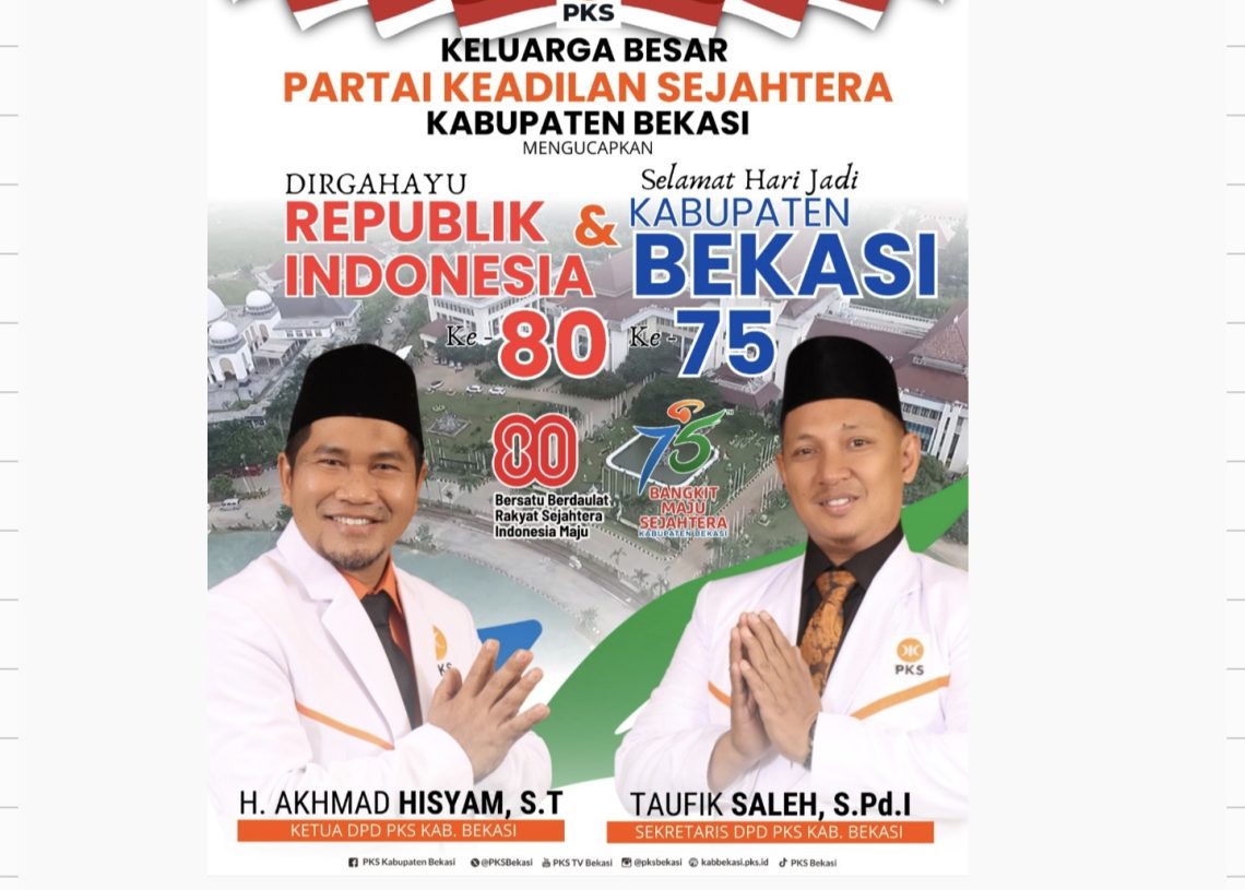 Segenap Jajaran DPD PKS Kabupaten Bekasi Mengucapkan: