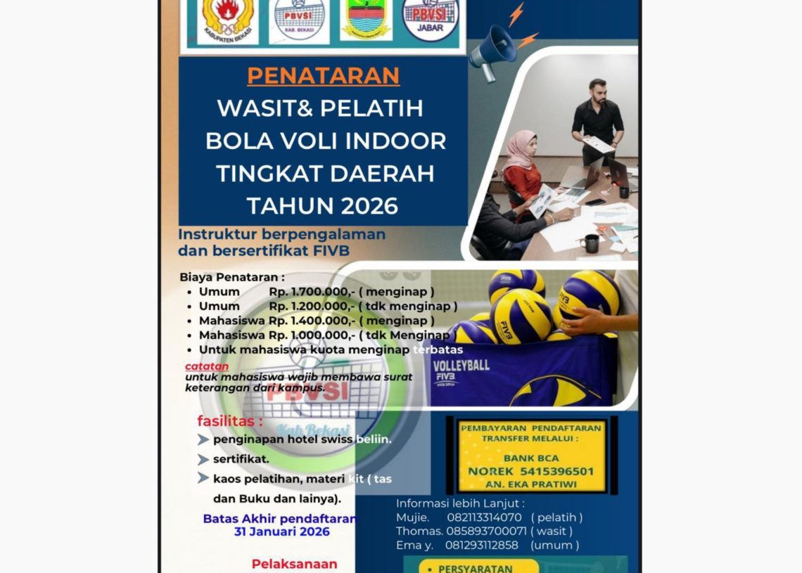 PBVSI Gelar Penataran Wasit dan Pelatih Daerah  Bolavoli
