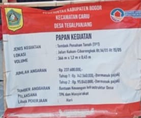 DUGAAN MARK UP ANGGARAN PEMBANGUNAN TPT DESA TEGAL PANJANG KECAMATAN CARIU